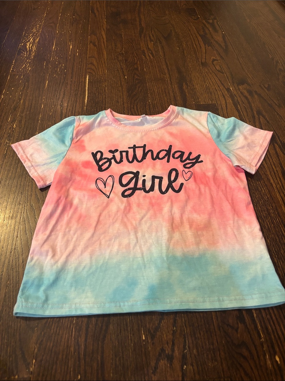 Birthday Girl Tie-Dye Short Sleeve Tee - Pink & Teal